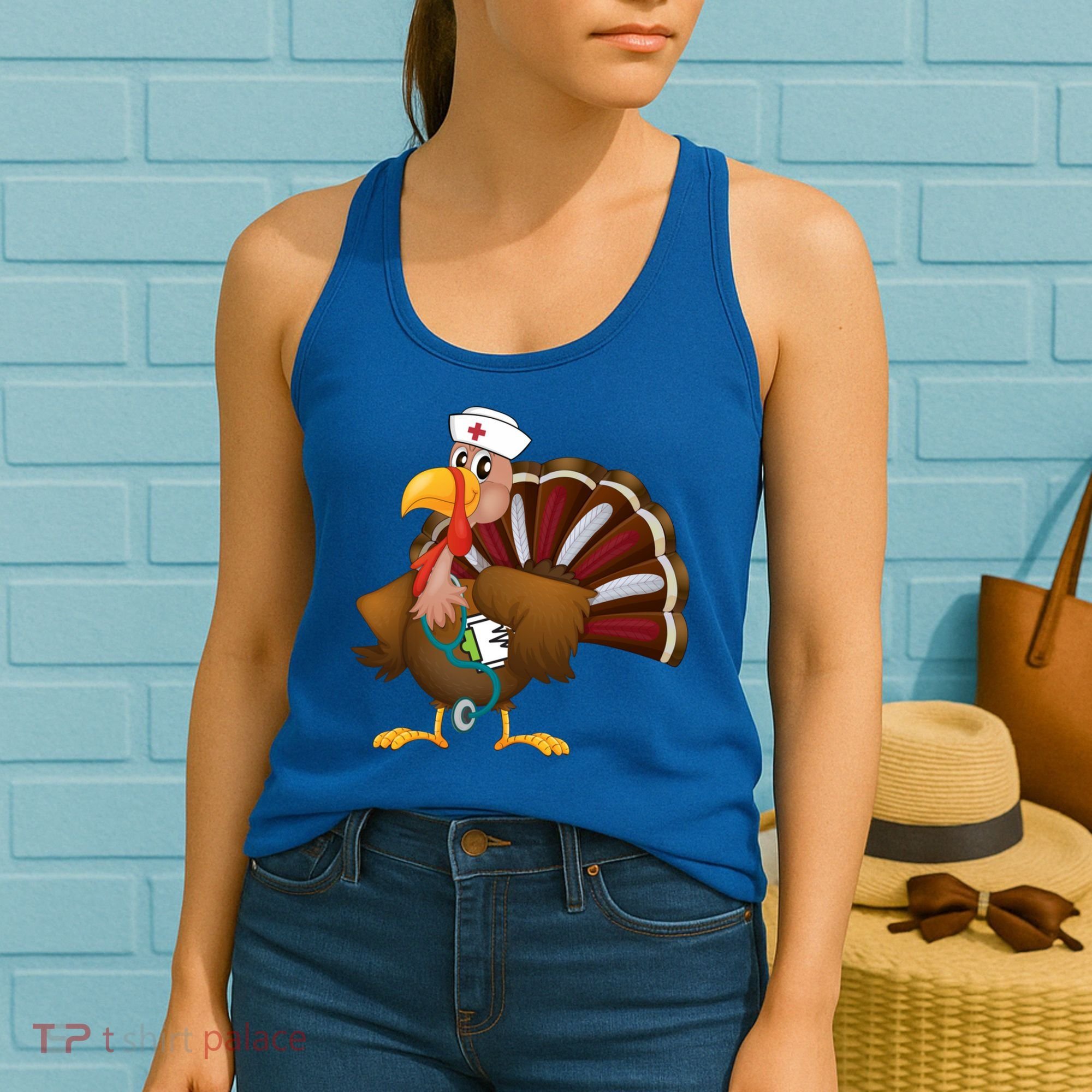 Thanksgiving Scrub Tops Turkey Nurse Gift Holiday Nursing Cool Gift Women's Tank Top