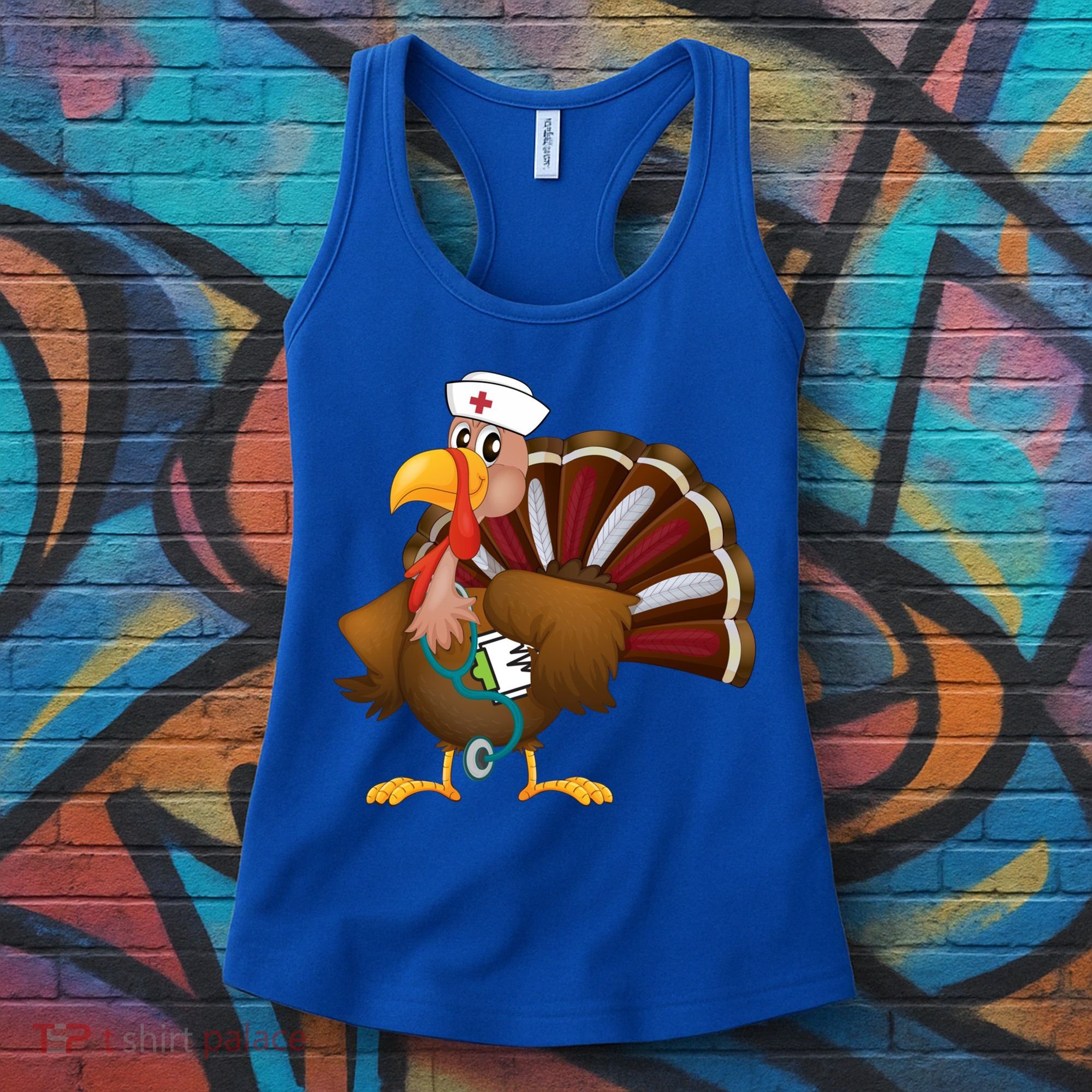 Thanksgiving Scrub Tops Turkey Nurse Gift Holiday Nursing Cool Gift Women's Tank Top