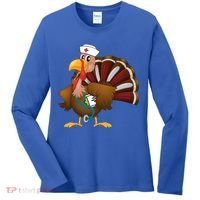 Thanksgiving Scrub Tops Turkey Nurse Gift Holiday Nursing Cool Gift Women's Long Sleeve Shirt thumb 0