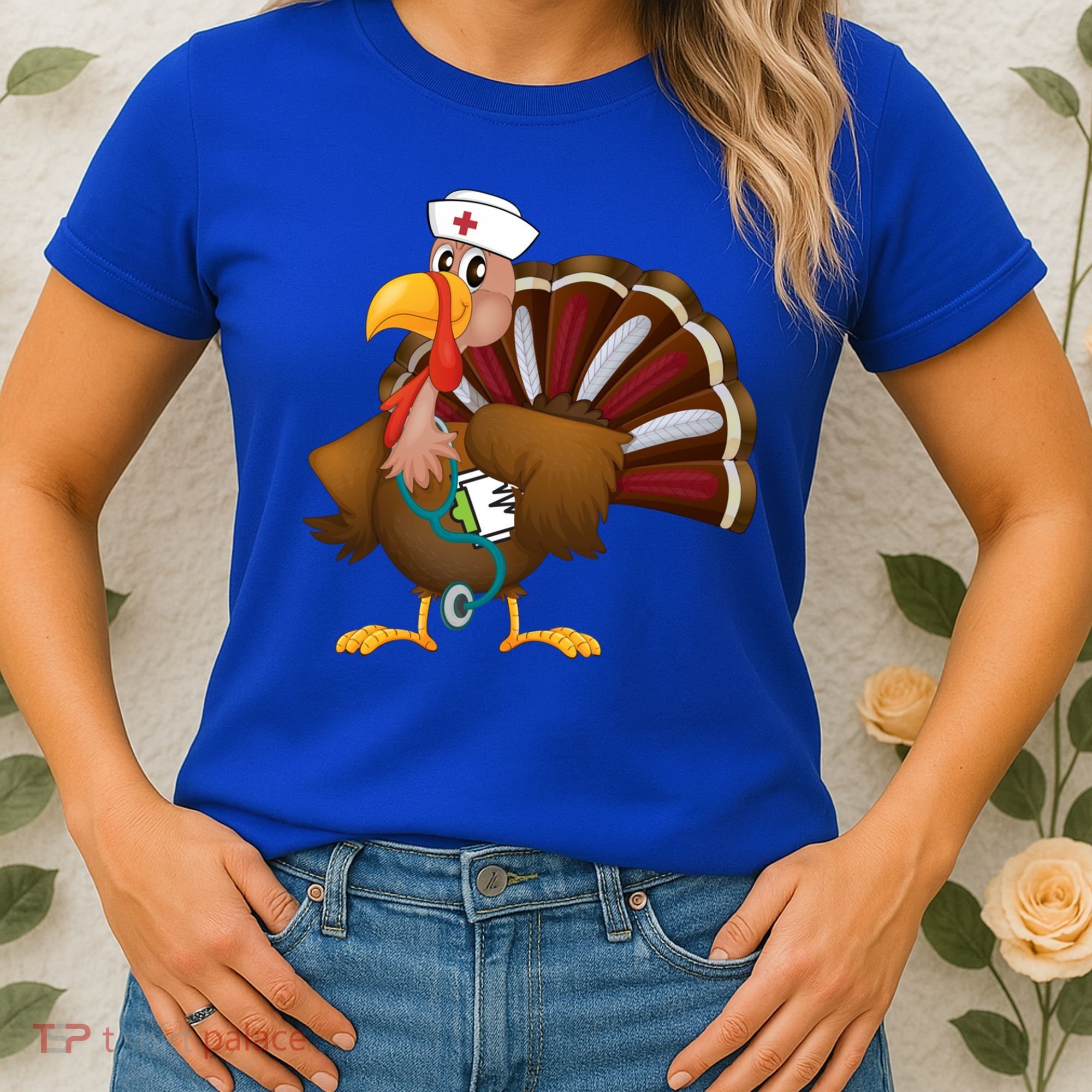Thanksgiving Scrub Tops Turkey Nurse Gift Holiday Nursing Cool Gift Women's T-Shirt
