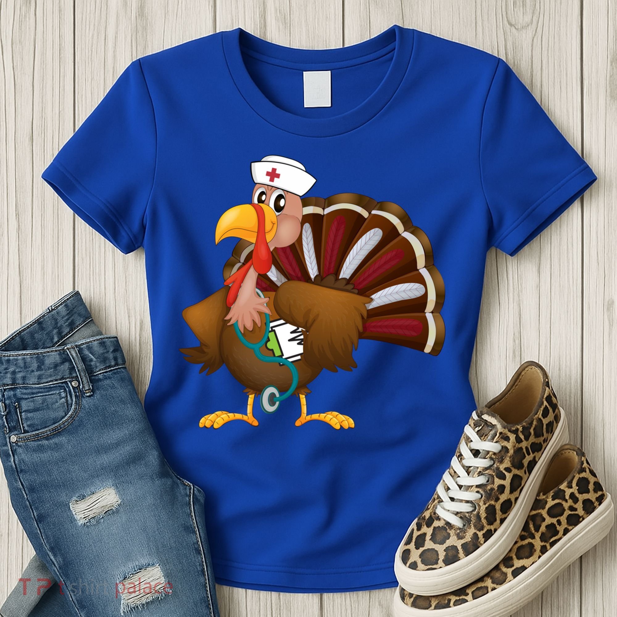 Thanksgiving Scrub Tops Turkey Nurse Gift Holiday Nursing Cool Gift Women's T-Shirt
