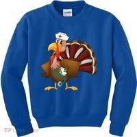 Thanksgiving Scrub Tops Turkey Nurse Gift Holiday Nursing Cool Gift Kids Sweatshirt thumb 0