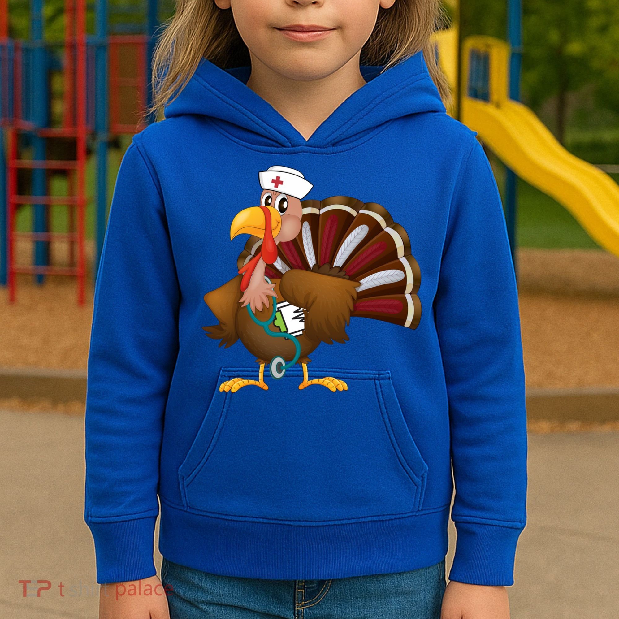 Thanksgiving Scrub Tops Turkey Nurse Gift Holiday Nursing Cool Gift Kids Hoodie