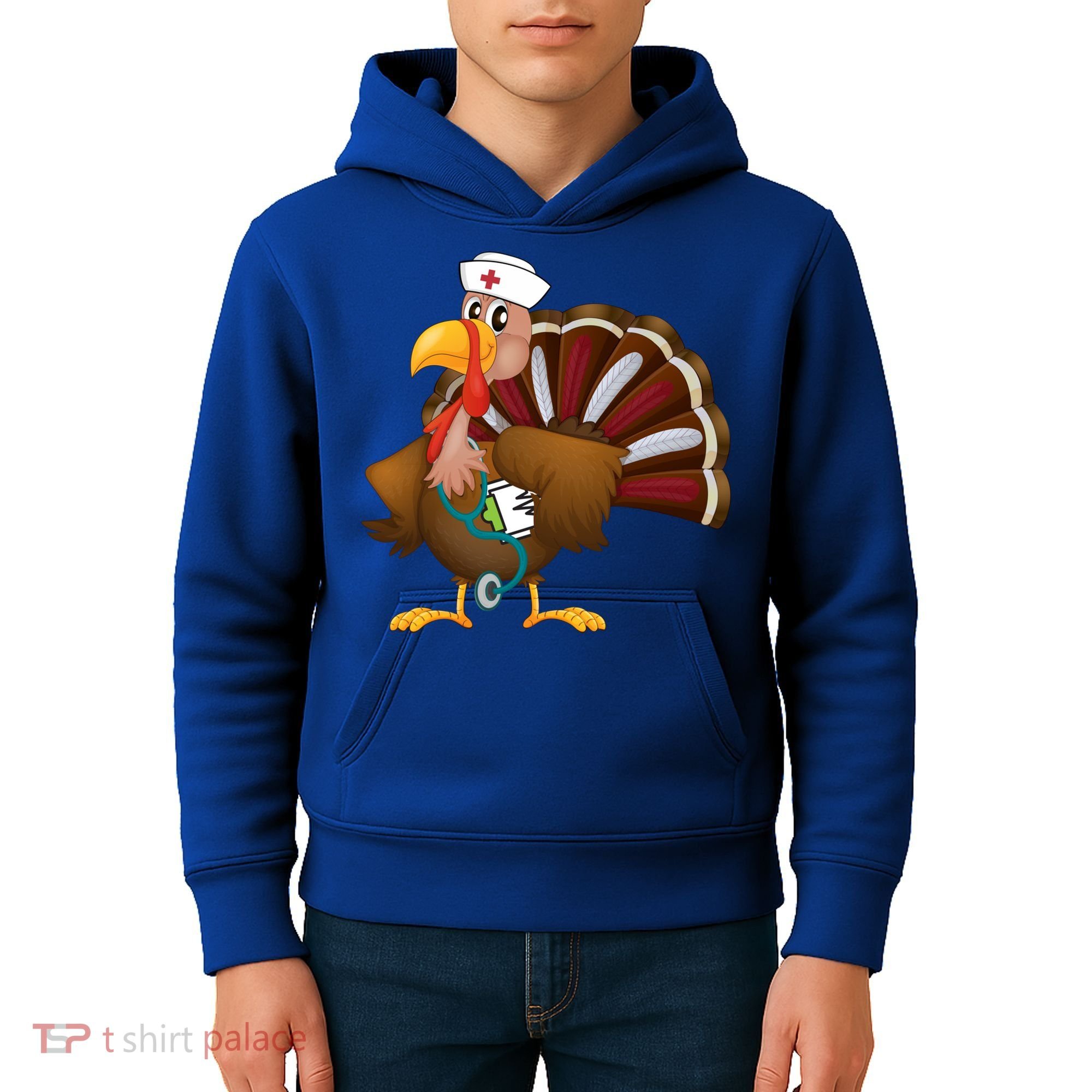 Thanksgiving Scrub Tops Turkey Nurse Gift Holiday Nursing Cool Gift Kids Hoodie