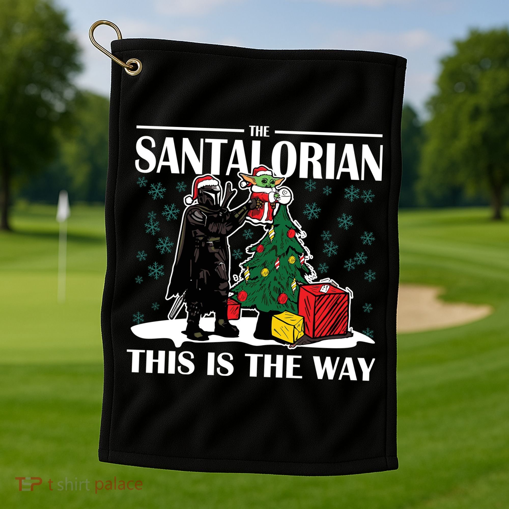 The Santalorian This Is The Way Funny Star Christmas Golf Towel
