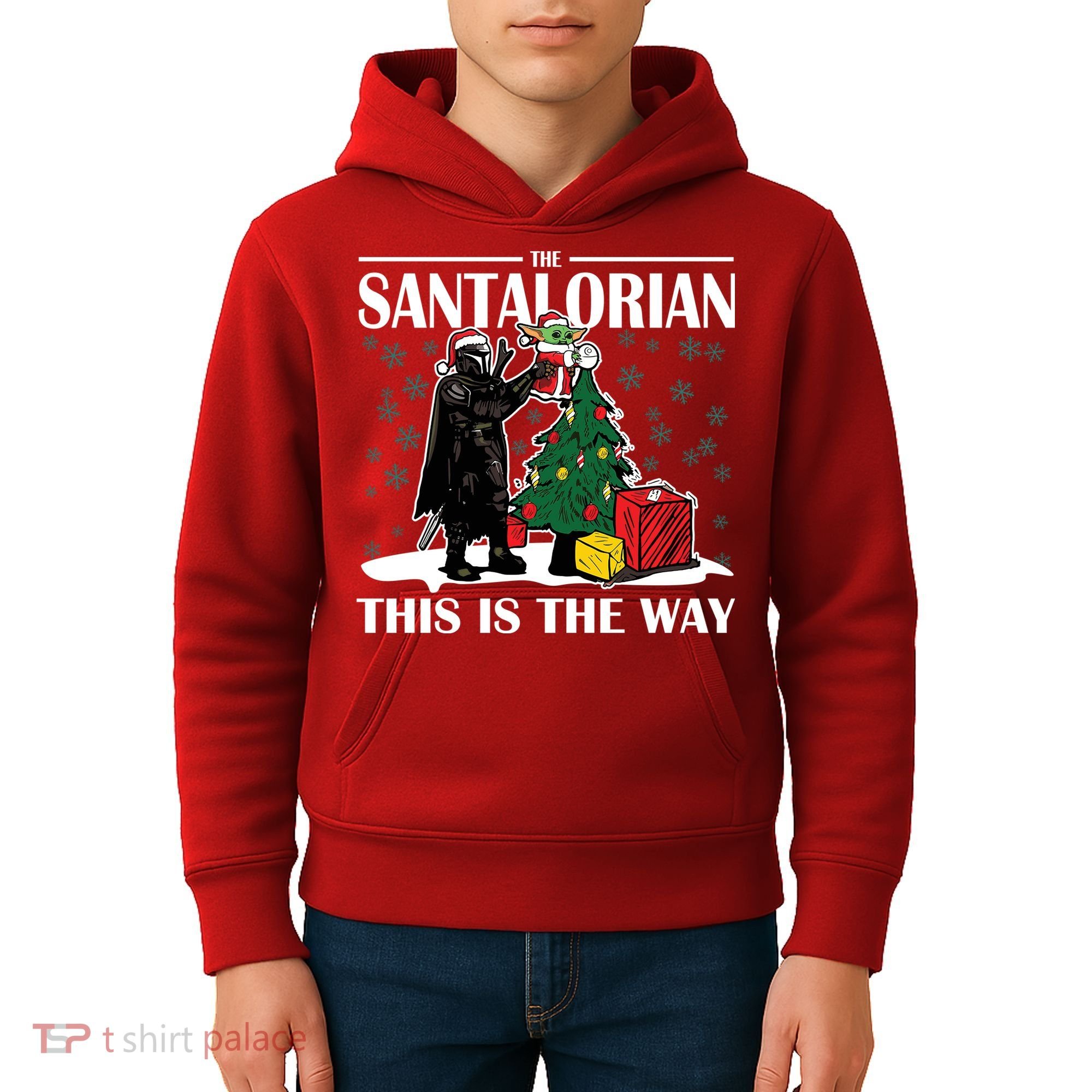 The Santalorian This Is The Way Funny Star Christmas Kids Hoodie