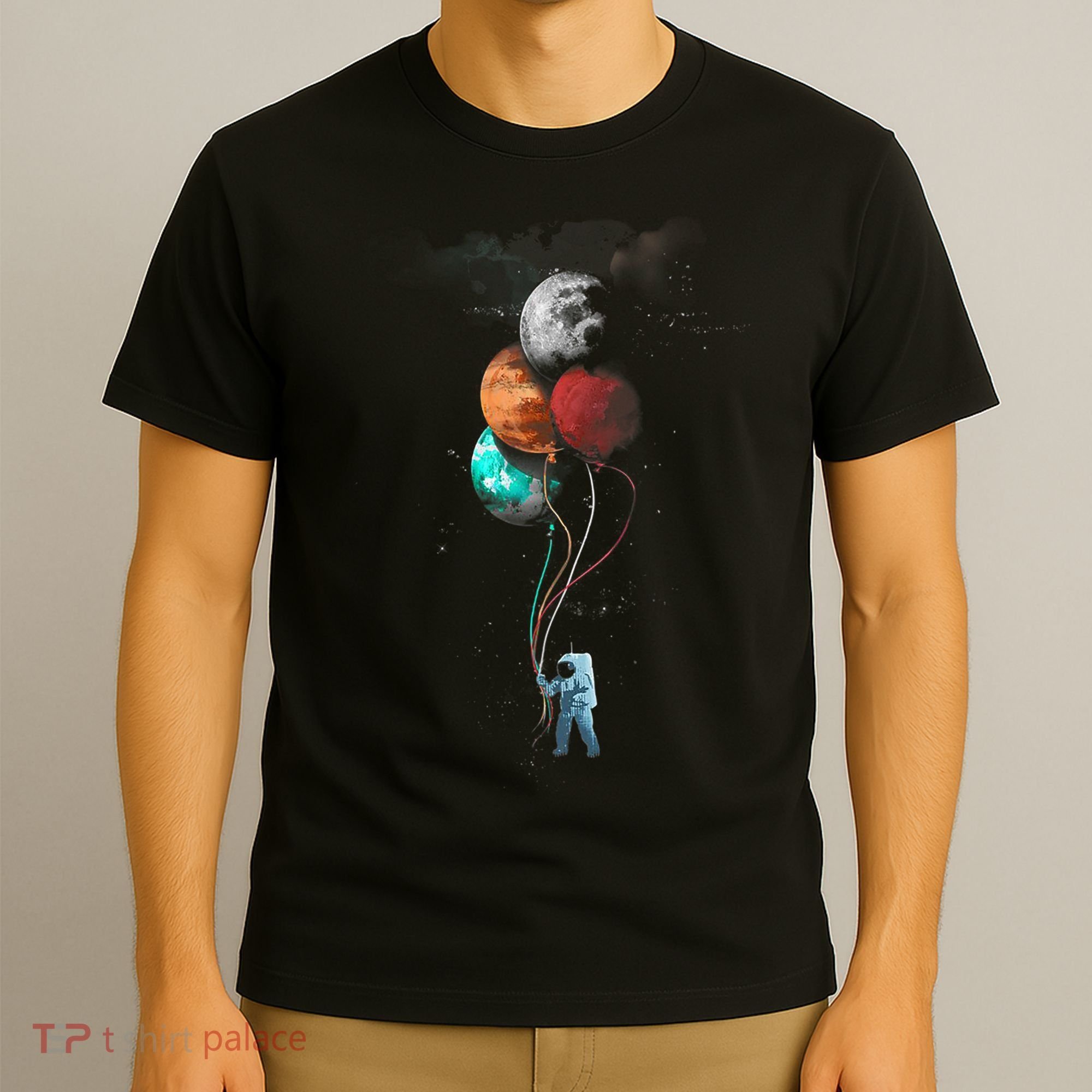 The Spaceman's Trip Astronaut Space Planets Balloons T-Shirt