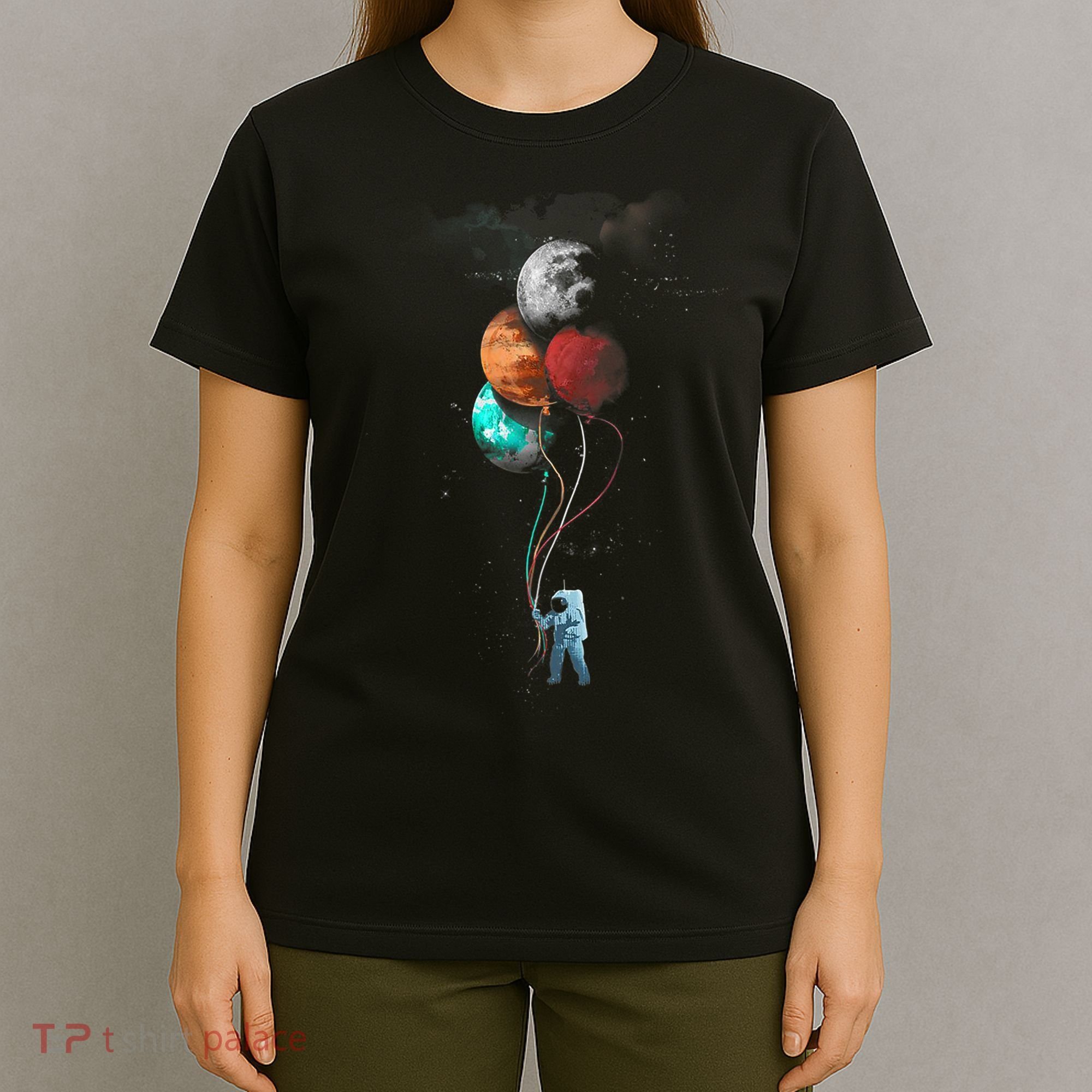 The Spaceman's Trip Astronaut Space Planets Balloons T-Shirt