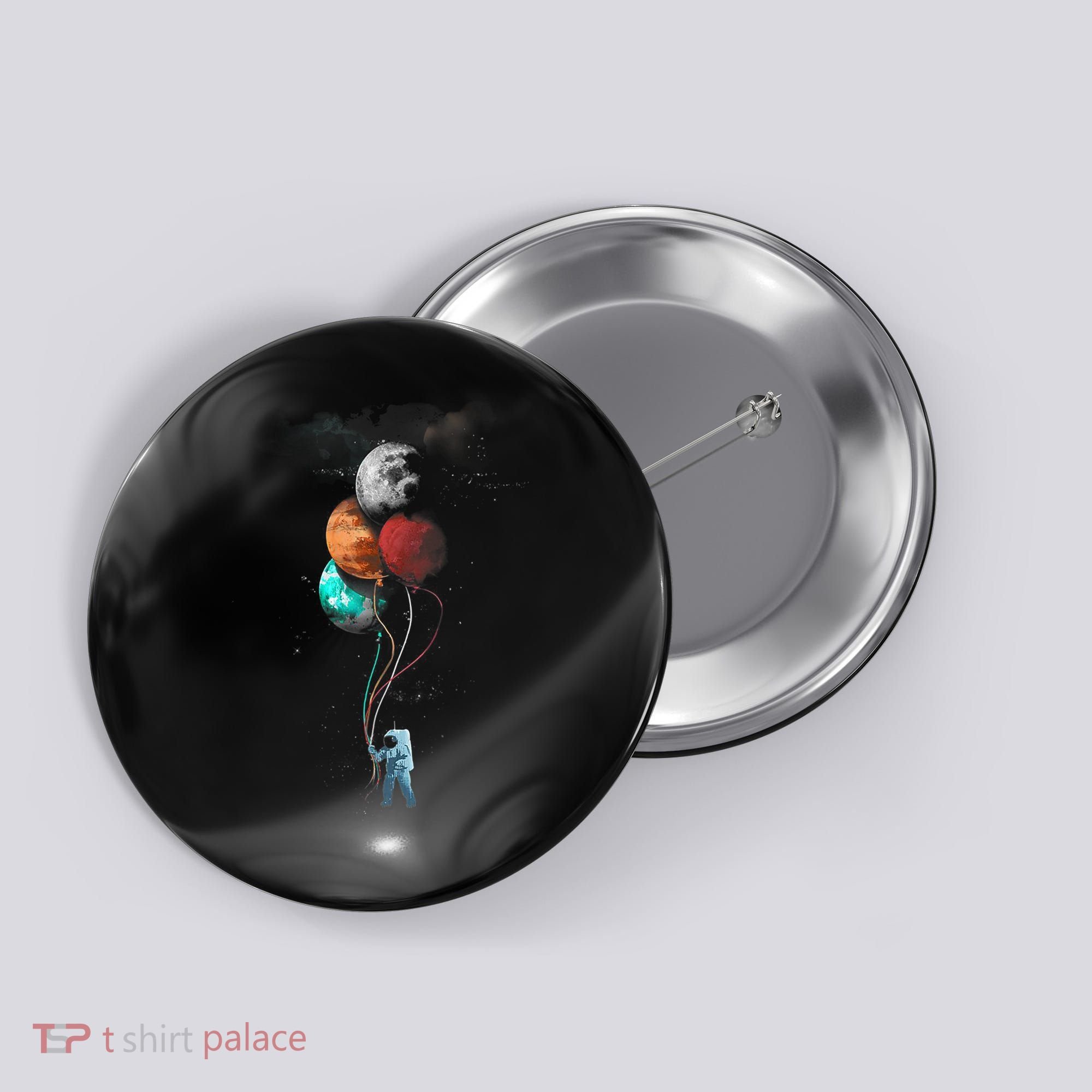 The Spaceman's Trip Astronaut Space Planets Balloons Button