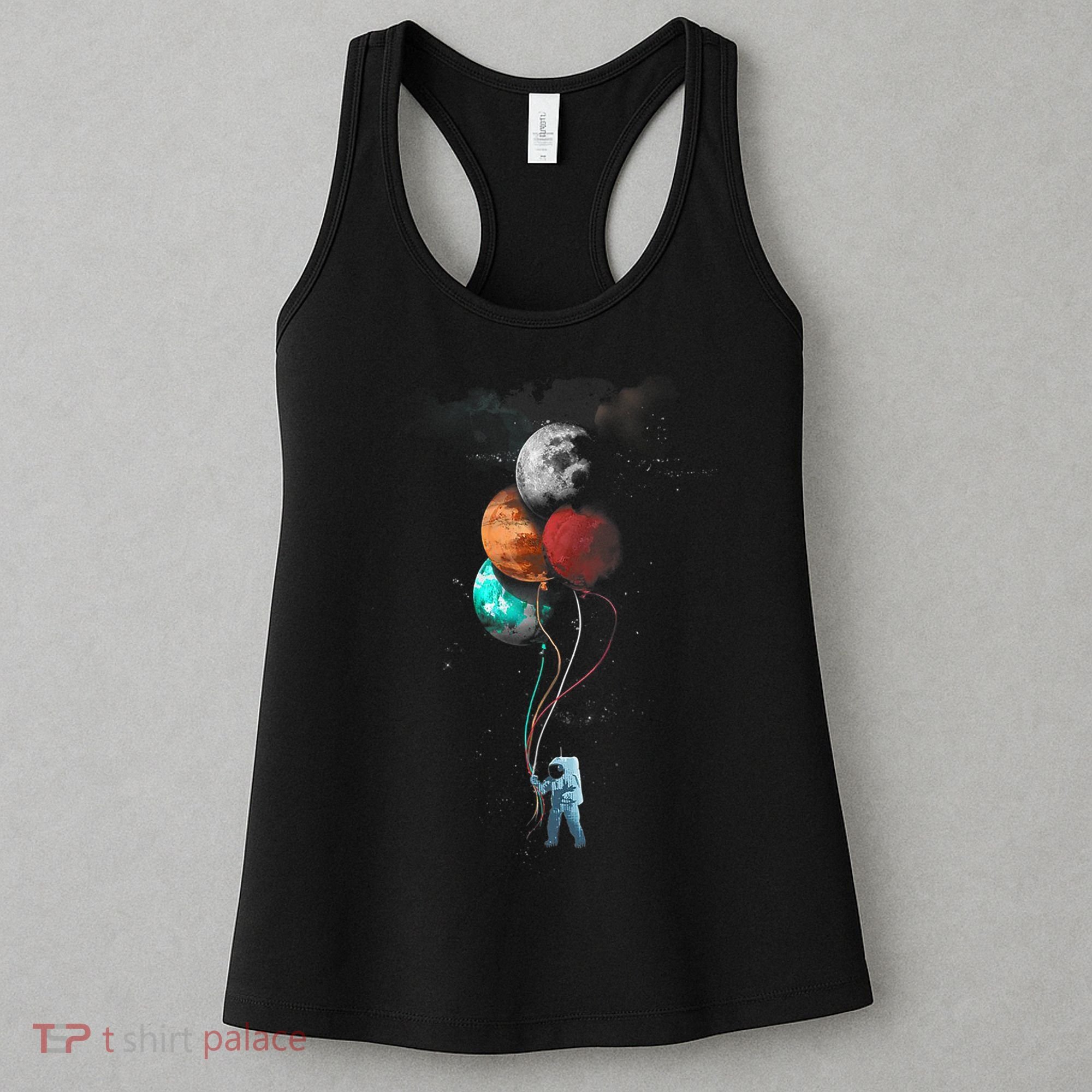 The Spaceman's Trip Astronaut Space Planets Balloons Women's Tank Top