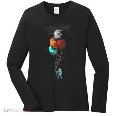 The Spaceman's Trip Astronaut Space Planets Balloons Women's Long Sleeve Shirt