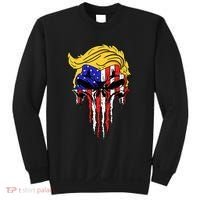 Trump Skull Usa Flag Hair Funny President Gift Sweatshirt thumb 0