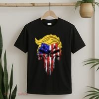 Trump Skull Usa Flag Hair Funny President Gift T-Shirt thumb 2
