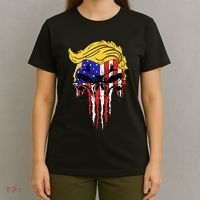 Trump Skull Usa Flag Hair Funny President Gift T-Shirt thumb 4