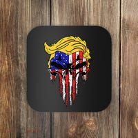 Trump Skull Usa Flag Hair Funny President Gift Coaster thumb 0