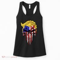 Trump Skull Usa Flag Hair Funny President Gift Women's Tank Top thumb 0