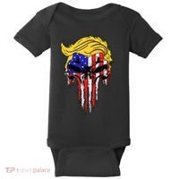 Trump Skull Usa Flag Hair Funny President Gift Baby Bodysuit thumb 0