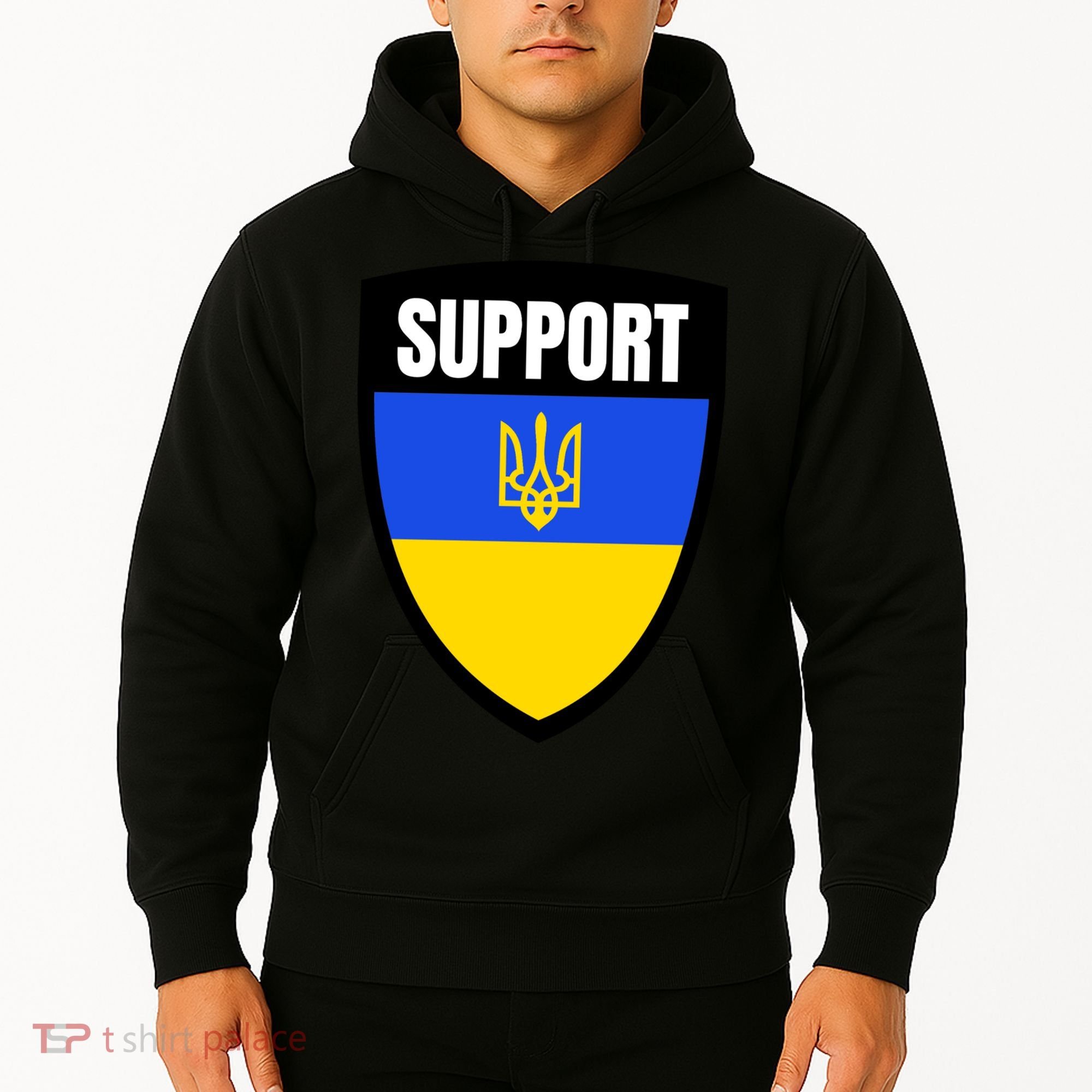 Tatical Support Ukrainian Flag Shield I Stand With Ukraine Military Hoodie