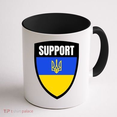 Tatical Support Ukrainian Flag Shield I Stand With Ukraine Military Coffee Mug back