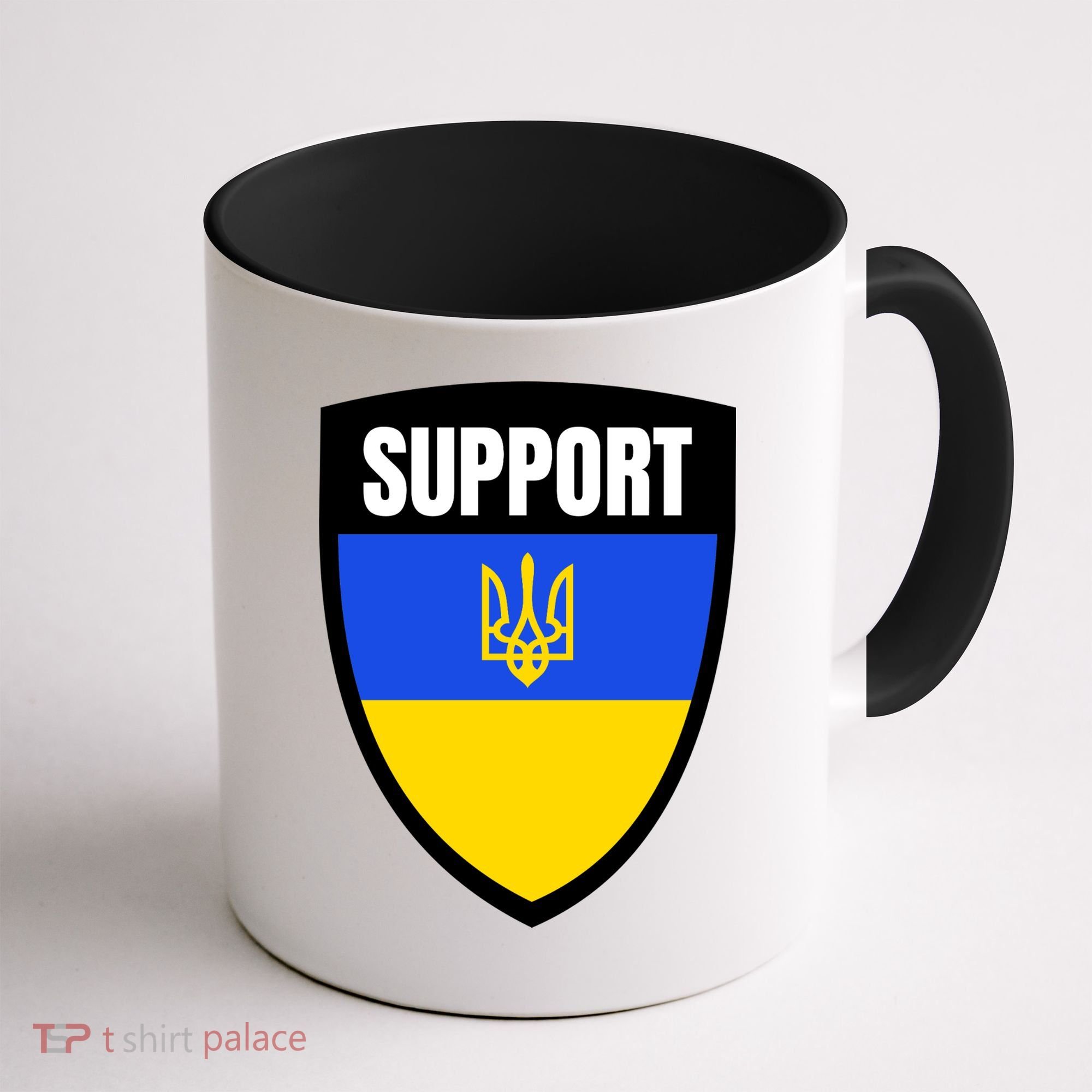 Tatical Support Ukrainian Flag Shield I Stand With Ukraine Military Coffee Mug