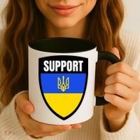 Tatical Support Ukrainian Flag Shield I Stand With Ukraine Military Coffee Mug thumb 3