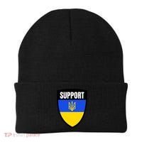 Tatical Support Ukrainian Flag Shield I Stand With Ukraine Military Beanie thumb 0