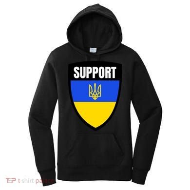 Tatical Support Ukrainian Flag Shield I Stand With Ukraine Military Women's Hoodie