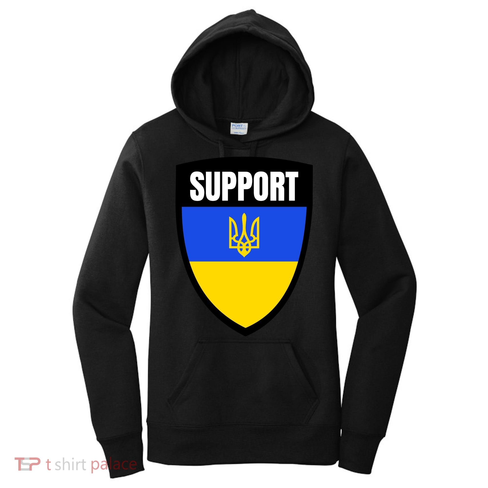 Tatical Support Ukrainian Flag Shield I Stand With Ukraine Military Women's Hoodie