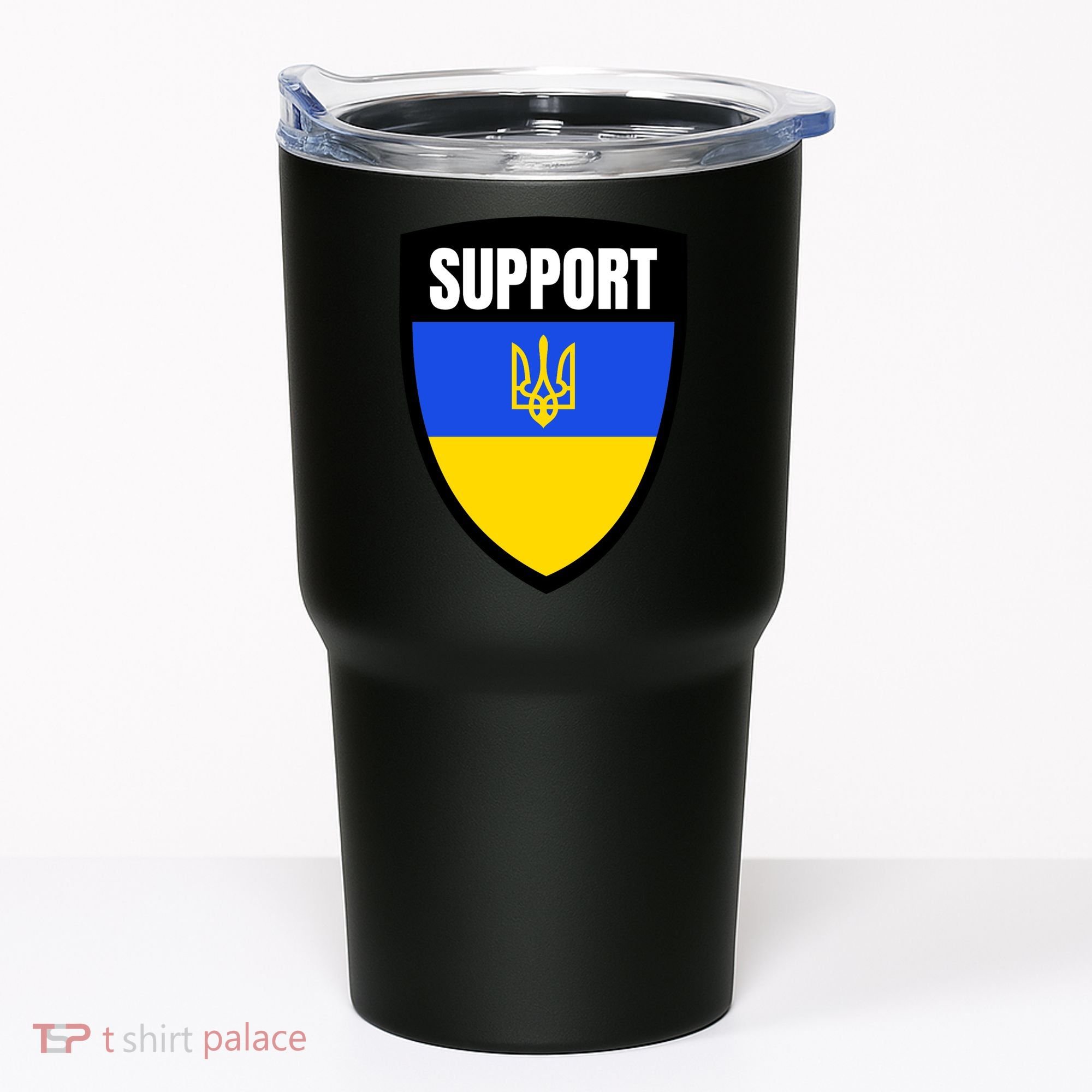 Tatical Support Ukrainian Flag Shield I Stand With Ukraine Military Tumbler