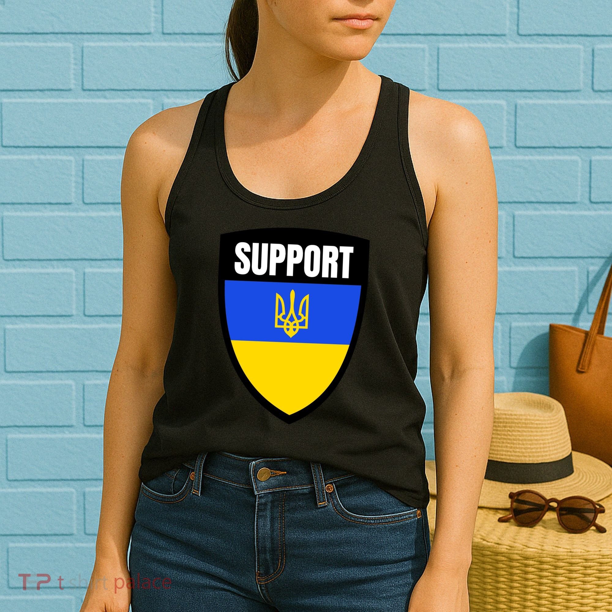 Tatical Support Ukrainian Flag Shield I Stand With Ukraine Military Women's Tank Top