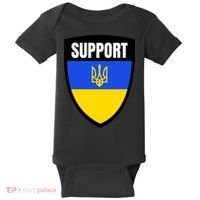 Tatical Support Ukrainian Flag Shield I Stand With Ukraine Military Baby Bodysuit thumb 0
