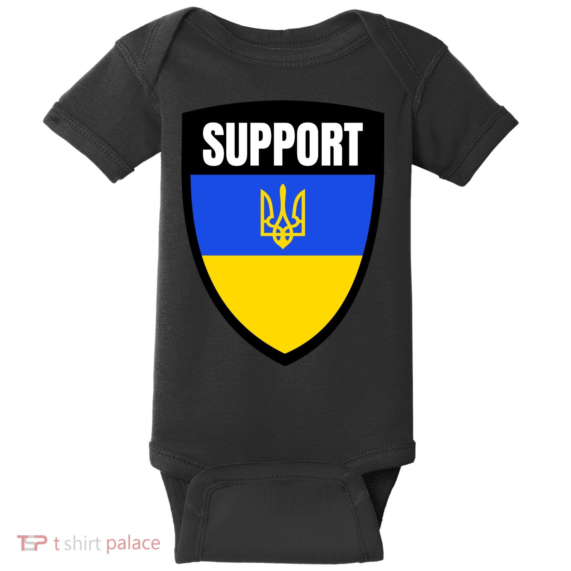 Tatical Support Ukrainian Flag Shield I Stand With Ukraine Military Baby Bodysuit