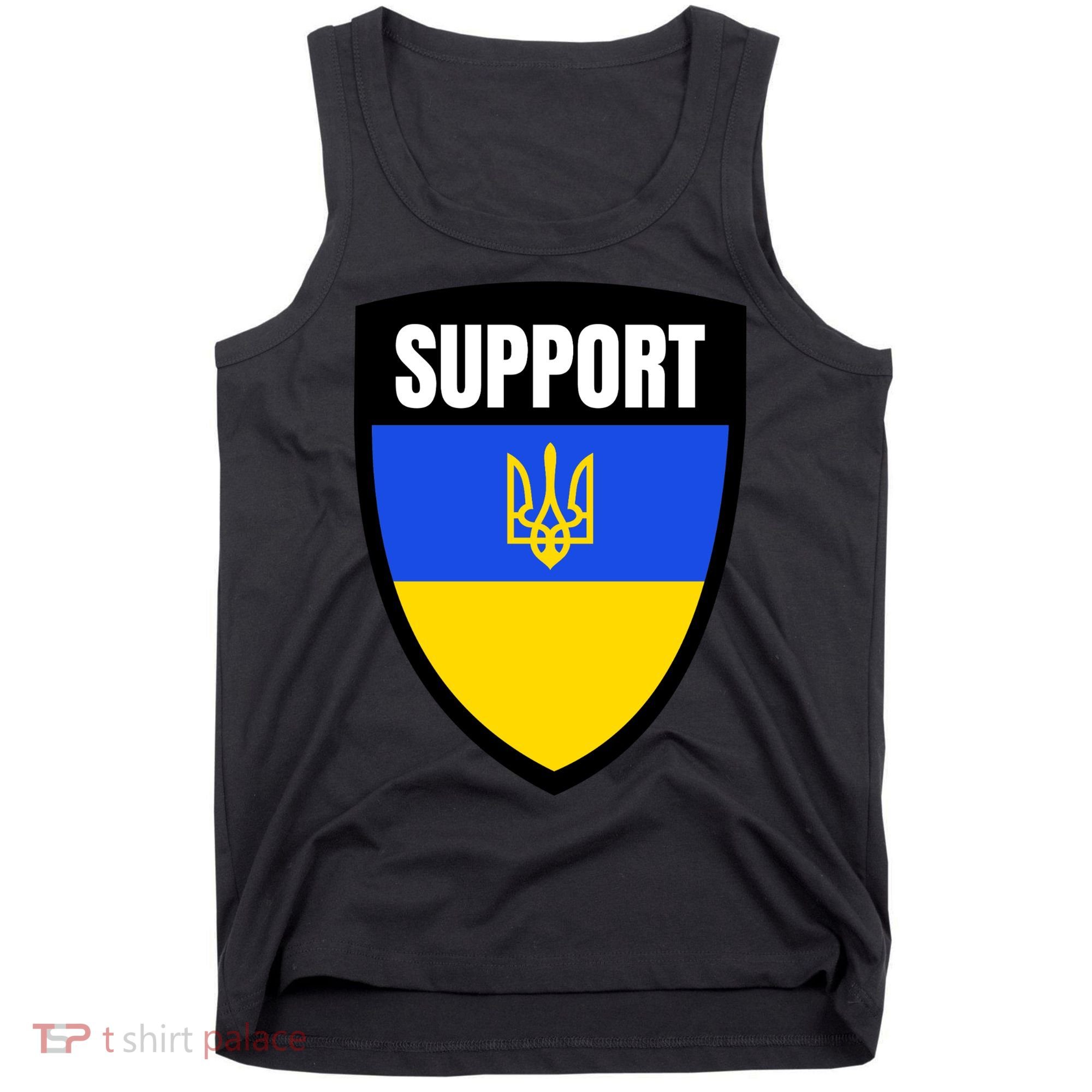Tatical Support Ukrainian Flag Shield I Stand With Ukraine Military Tank Top