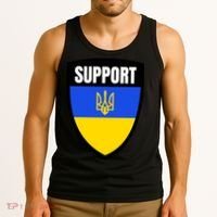 Tatical Support Ukrainian Flag Shield I Stand With Ukraine Military Tank Top thumb 3