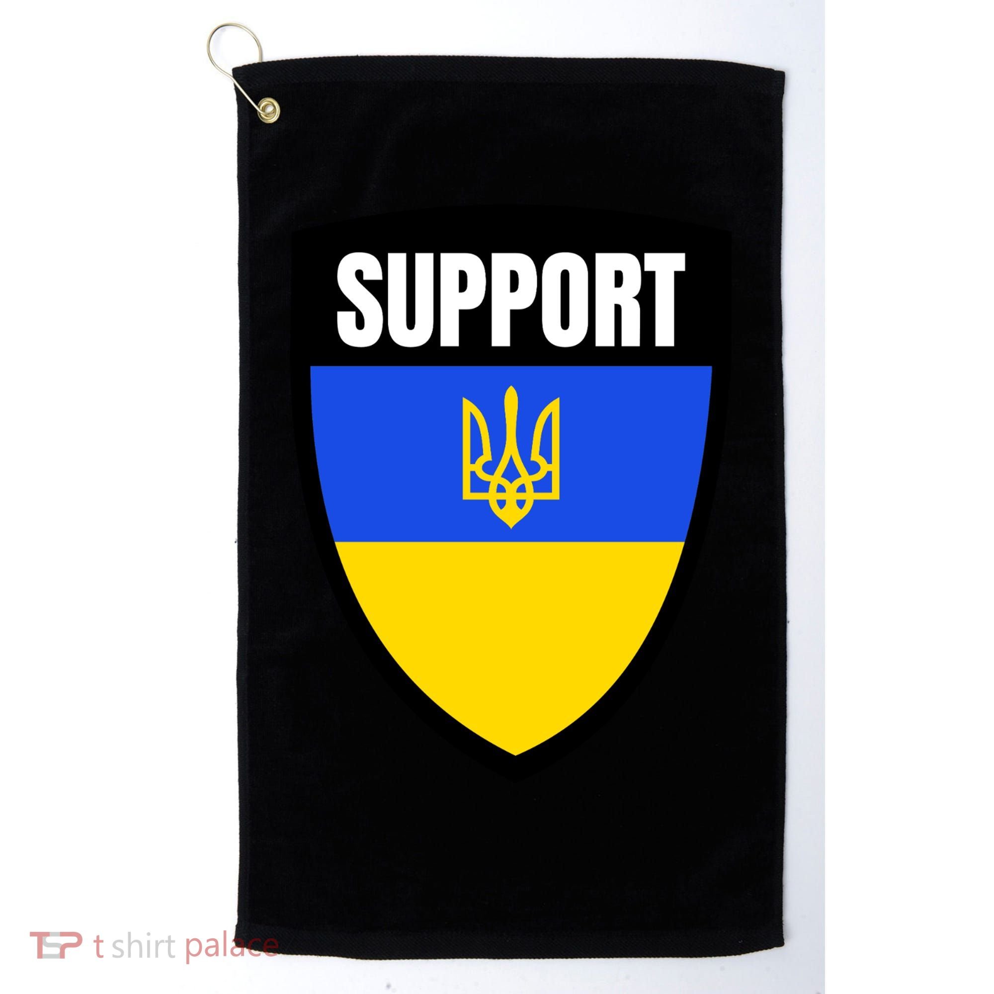 Tatical Support Ukrainian Flag Shield I Stand With Ukraine Military Golf Towel