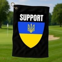 Tatical Support Ukrainian Flag Shield I Stand With Ukraine Military Golf Towel thumb 1