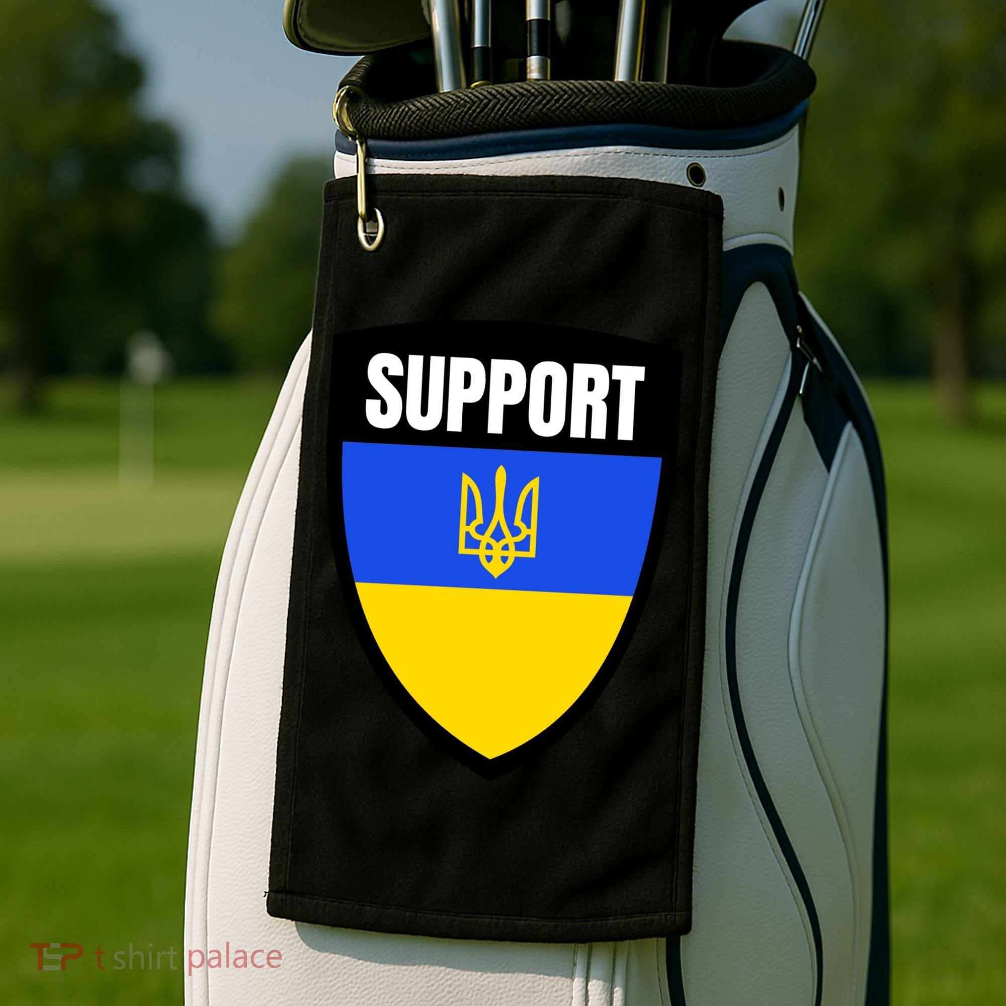 Tatical Support Ukrainian Flag Shield I Stand With Ukraine Military Golf Towel