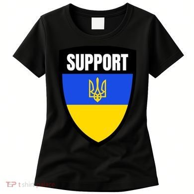 Tatical Support Ukrainian Flag Shield I Stand With Ukraine Military Women's T-Shirt