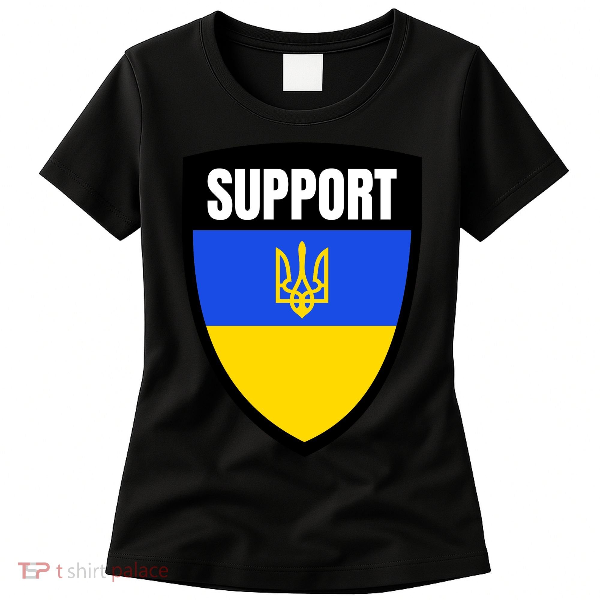 Tatical Support Ukrainian Flag Shield I Stand With Ukraine Military Women's T-Shirt