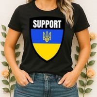 Tatical Support Ukrainian Flag Shield I Stand With Ukraine Military Women's T-Shirt thumb 2