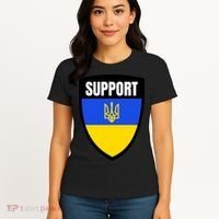 Tatical Support Ukrainian Flag Shield I Stand With Ukraine Military Women's T-Shirt thumb 4