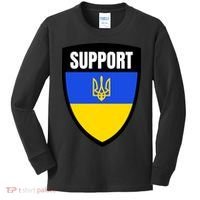 Tatical Support Ukrainian Flag Shield I Stand With Ukraine Military Kids Long Sleeve Shirt thumb 0
