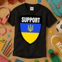 Tatical Support Ukrainian Flag Shield I Stand With Ukraine Military Kids T-Shirt thumb 3