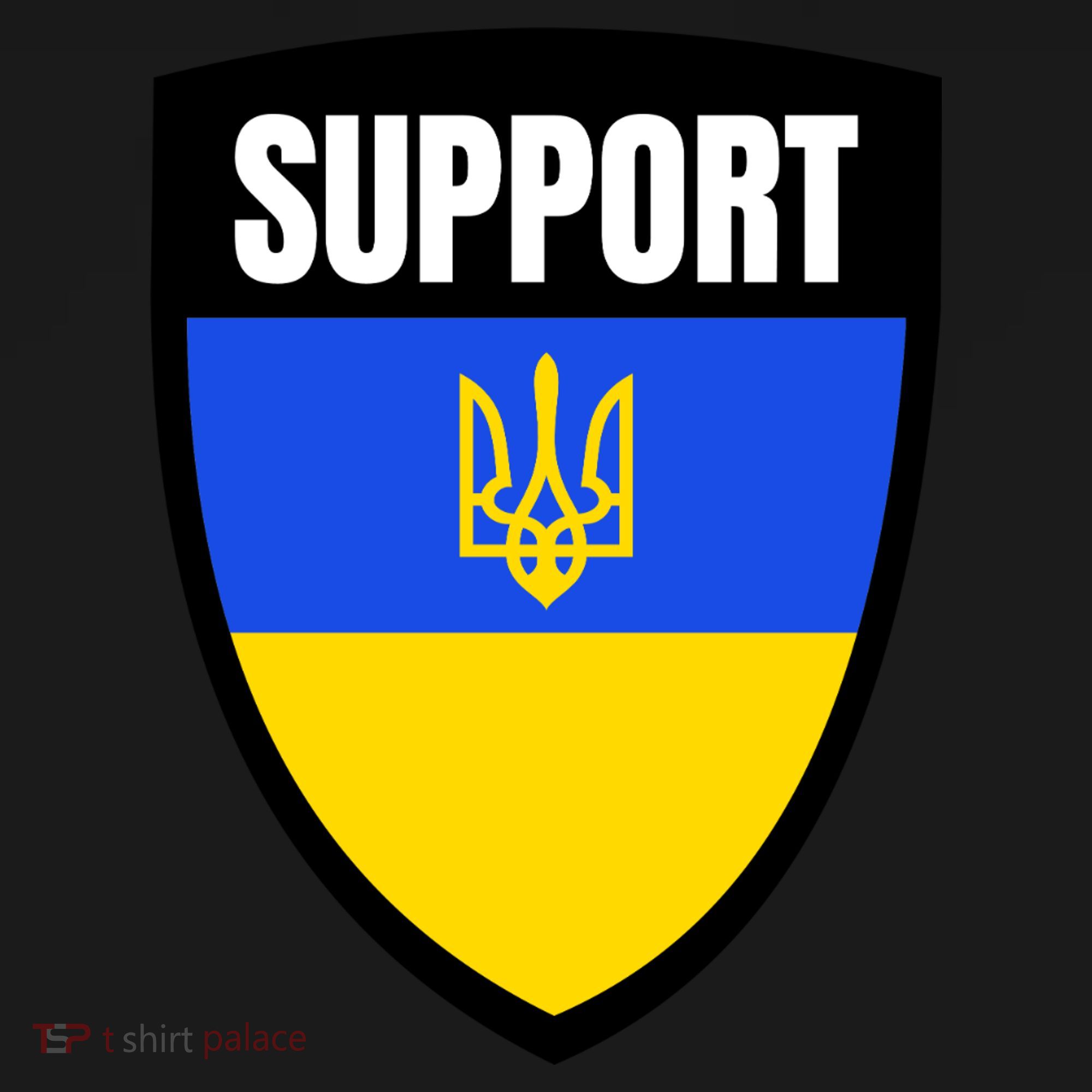 Tatical Support Ukrainian Flag Shield I Stand With Ukraine Military Kids T-Shirt