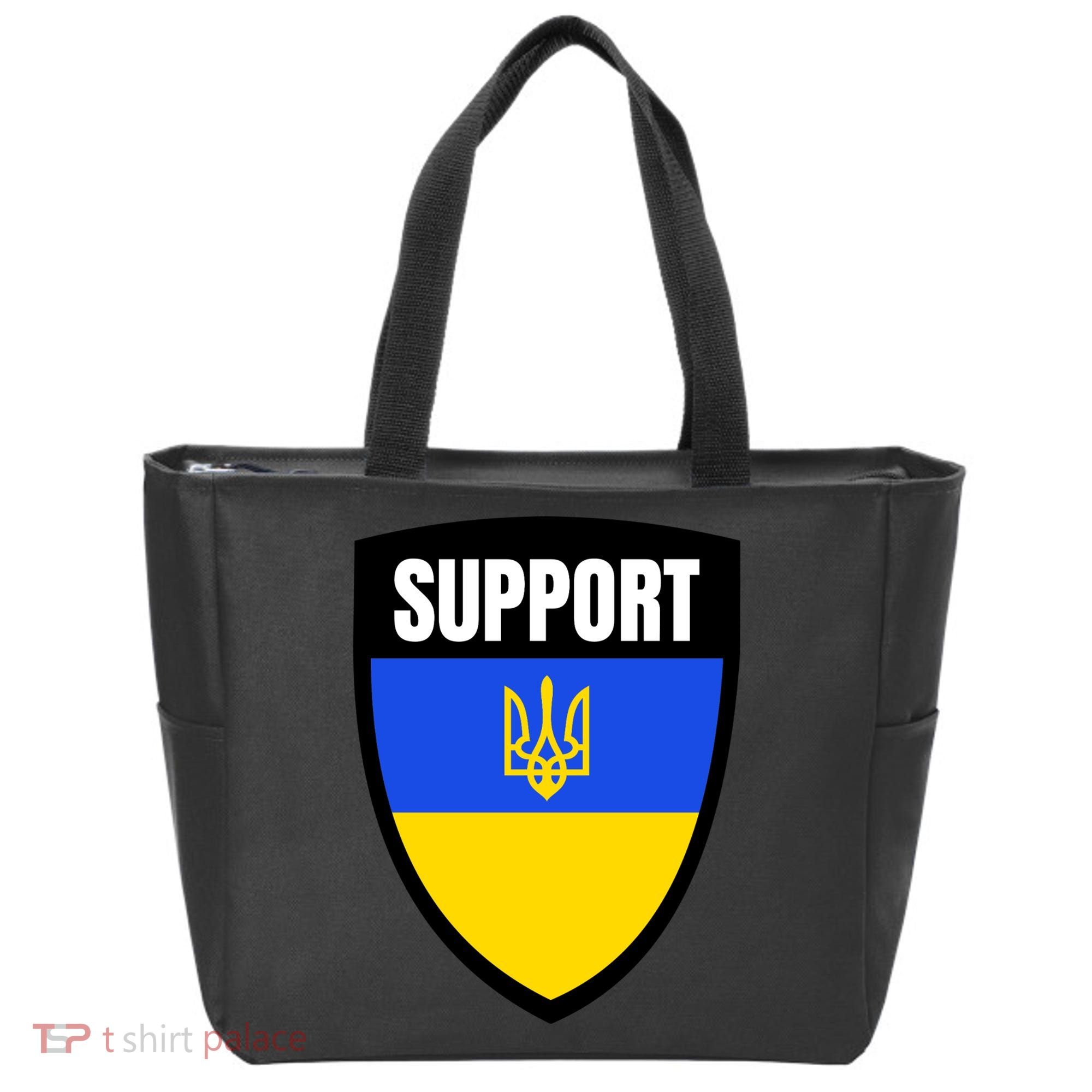 Tatical Support Ukrainian Flag Shield I Stand With Ukraine Military Tote Bag