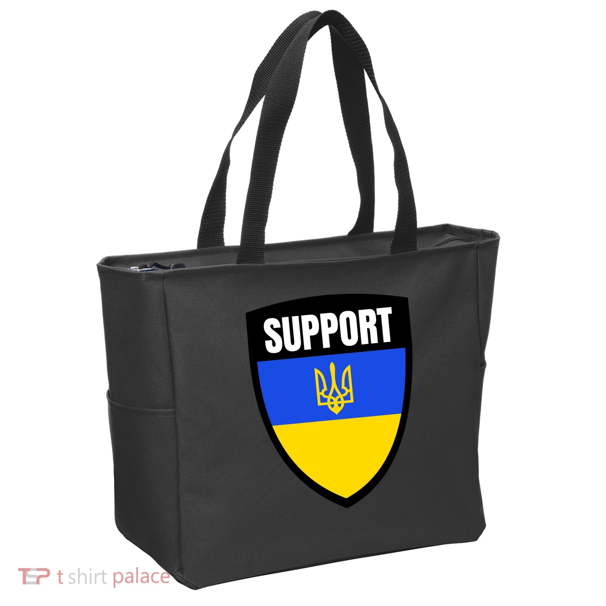 Tatical Support Ukrainian Flag Shield I Stand With Ukraine Military Tote Bag