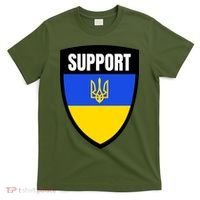 Tatical Support Ukrainian Flag Shield I Stand With Ukraine Military T-Shirt thumb 0