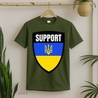 Tatical Support Ukrainian Flag Shield I Stand With Ukraine Military T-Shirt thumb 2