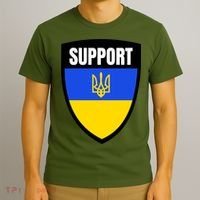 Tatical Support Ukrainian Flag Shield I Stand With Ukraine Military T-Shirt thumb 3