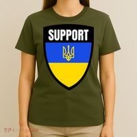 Tatical Support Ukrainian Flag Shield I Stand With Ukraine Military T-Shirt thumb 4